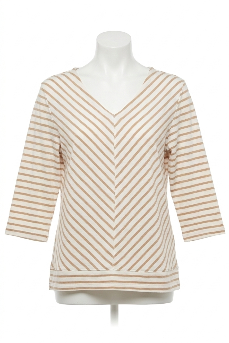 NEW COCO + CARMEN paulie striped v-neck top in sand